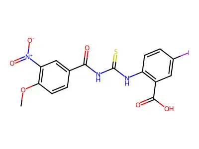 5-Iodo-2-[(4-methoxy-3-nitrobenzoyl)carbamothioylamino]benzoic acid structure