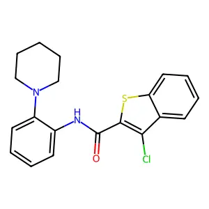 3-chloro-N-(2-(piperidin-1-yl)phenyl)benzo[b]thiophene-2-carboxamide structure