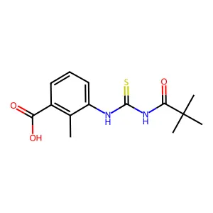 3-{[(2,2-Dimethylpropanoyl)carbamothioyl]amino}-2-methylbenzoic acid structure