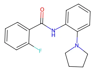 2-fluoro-N-(2-pyrrolidin-1-ylphenyl)benzamide structure