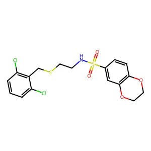 N-[2-[(2,6-dichlorophenyl)methylsulfanyl]ethyl]-2,3-dihydro-1,4-benzodioxine-6-sulfonamide structure