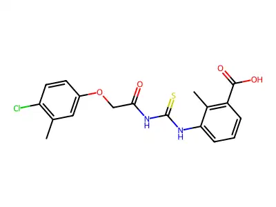 3-[[[[(4-Chloro-3-methylphenoxy)acetyl]amino]thioxomethyl]amino]-2-methyl-benzoic acid structure