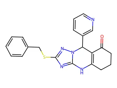 2-(benzylsulfanyl)-9-(3-pyridinyl)-5,6,7,9-tetrahydro[1,2,4]triazolo[5,1-b]quinazolin-8(4H)-one structure