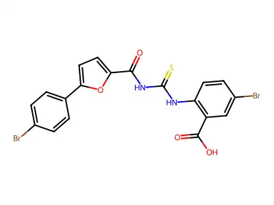 5-bromo-2-[[5-(4-bromophenyl)furan-2-carbonyl]carbamothioylamino]benzoic acid structure