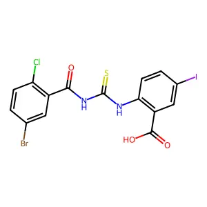 2-[(5-Bromo-2-chlorobenzoyl)carbamothioylamino]-5-iodobenzoic acid structure
