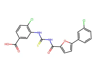 4-Chloro-3-[[5-(3-chlorophenyl)furan-2-carbonyl]carbamothioylamino]benzoic acid structure