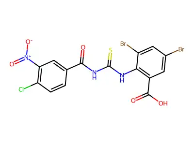 3,5-Dibromo-2-[(4-chloro-3-nitrobenzoyl)carbamothioylamino]benzoic acid structure