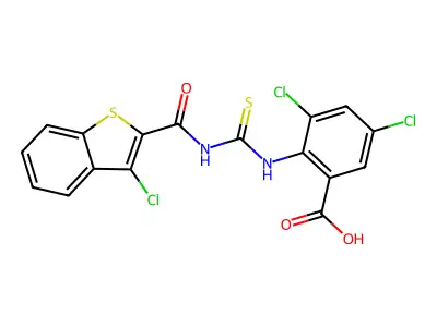 3,5-dichloro-2-[[[[carbonyl]amino]thioxomethyl]amino]-benzoicacid structure
