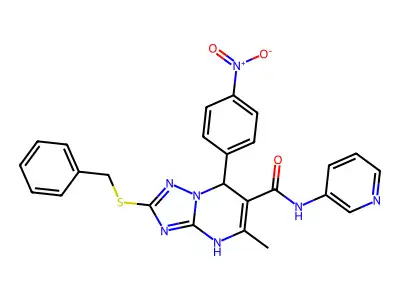 2-(BENZYLSULFANYL)-5-METHYL-7-(4-NITROPHENYL)-N-(PYRIDIN-3-YL)-4H,7H-[1,2,4]TRIAZOLO[1,5-A]PYRIMIDINE-6-CARBOXAMIDE structure