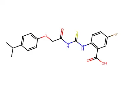 5-bromo-2-[[2-(4-propan-2-ylphenoxy)acetyl]carbamothioylamino]benzoic acid structure