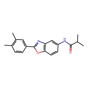 N-[2-(3,4-dimethylphenyl)-1,3-benzoxazol-5-yl]-2-methylpropanamide structure