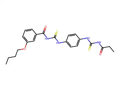 3-butoxy-N-[[4-(propanoylcarbamothioylamino)phenyl]carbamothioyl]benzamide structure
