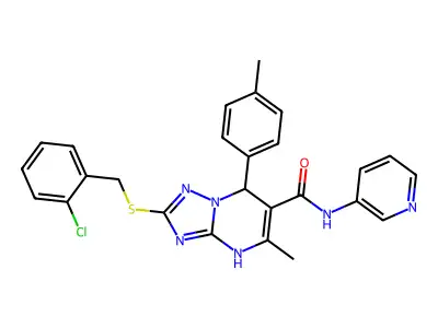 2-{[(2-CHLOROPHENYL)METHYL]SULFANYL}-5-METHYL-7-(4-METHYLPHENYL)-N-(PYRIDIN-3-YL)-4H,7H-[1,2,4]TRIAZOLO[1,5-A]PYRIMIDINE-6-CARBOXAMIDE structure