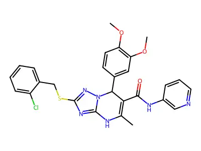2-{[(2-CHLOROPHENYL)METHYL]SULFANYL}-7-(3,4-DIMETHOXYPHENYL)-5-METHYL-N-(PYRIDIN-3-YL)-4H,7H-[1,2,4]TRIAZOLO[1,5-A]PYRIMIDINE-6-CARBOXAMIDE structure