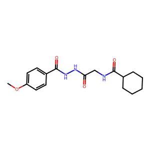 N-[2-[2-(4-methoxybenzoyl)hydrazinyl]-2-oxoethyl]cyclohexanecarboxamide structure