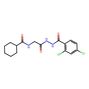 N-[2-[2-(2,4-dichlorobenzoyl)hydrazinyl]-2-oxoethyl]cyclohexanecarboxamide structure
