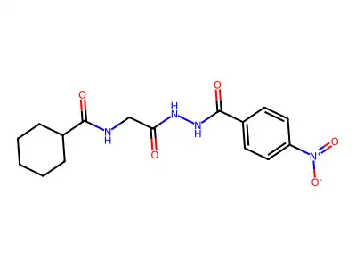 N-[2-[2-(4-nitrobenzoyl)hydrazinyl]-2-oxoethyl]cyclohexanecarboxamide structure