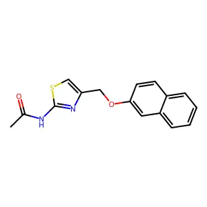 N-{4-[(2-naphthyloxy)methyl]-1,3-thiazol-2-yl}acetamide structure