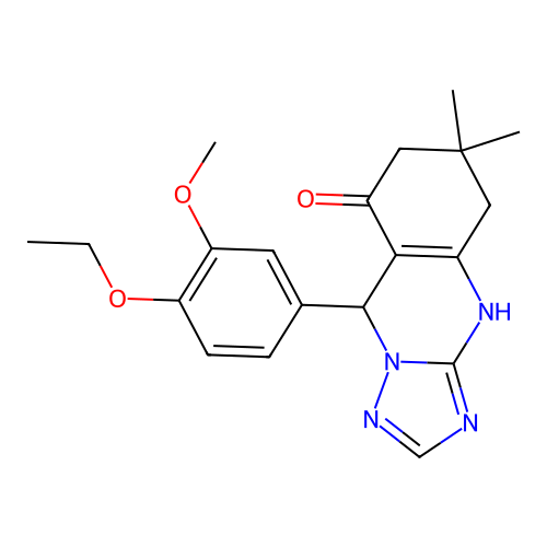 9-(4-ethoxy-3-methoxyphenyl)-6,6-dimethyl-1,5,7,9-tetrahydro-[1,2,4]triazolo[5,1-b]quinazolin-8-one structure