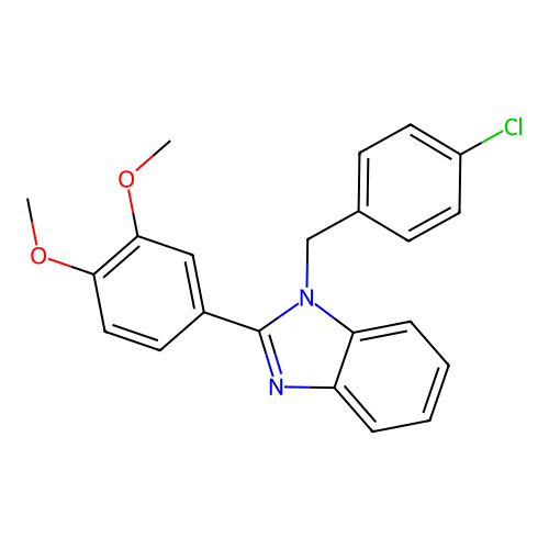 1-(4-chlorobenzyl)-2-(3,4-dimethoxyphenyl)-1H-benzimidazole structure