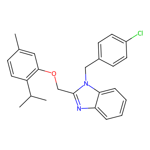 1-(4-chlorobenzyl)-2-{[5-methyl-2-(propan-2-yl)phenoxy]methyl}-1H-benzimidazole structure
