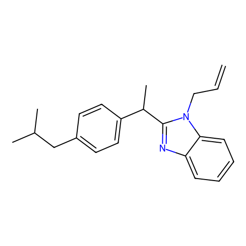 1-allyl-2-(1-(4-isobutylphenyl)ethyl)-1H-benzo[d]imidazole structure