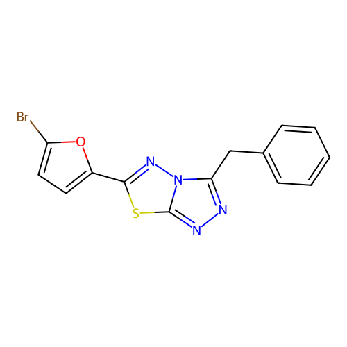 3-Benzyl-6-(5-bromofuran-2-yl)-[1,2,4]triazolo[3,4-b][1,3,4]thiadiazole structure