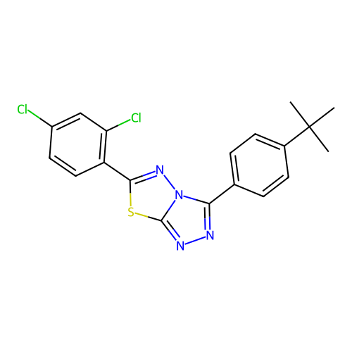 3-(4-tert-butylphenyl)-6-(2,4-dichlorophenyl)-[1,2,4]triazolo[3,4-b][1,3,4]thiadiazole structure