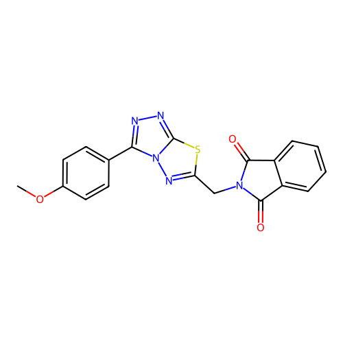 2-((3-(4-methoxyphenyl)-[1,2,4]triazolo[3,4-b][1,3,4]thiadiazol-6-yl)methyl)isoindoline-1,3-dione structure