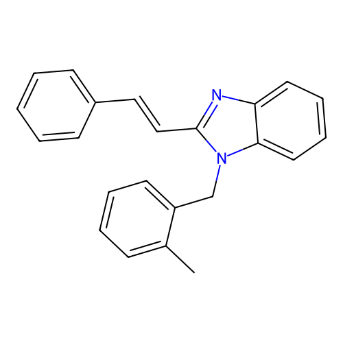 1-(2-methylbenzyl)-2-[(E)-2-phenylethenyl]-1H-benzimidazole structure