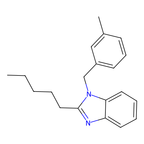 1-[(3-Methylphenyl)methyl]-2-pentylbenzimidazole structure