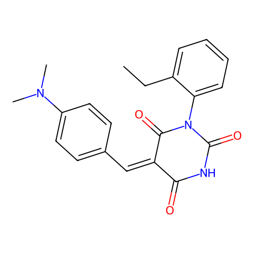 (5Z)-5-[(4-dimethylaminophenyl)methylidene]-1-(2-ethylphenyl)-1,3-diazinane-2,4,6-trione structure