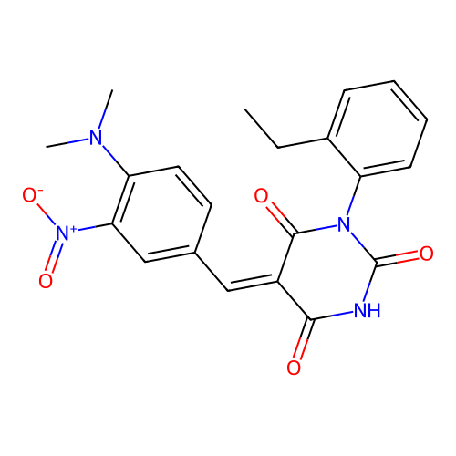 (5Z)-5-[[4-(dimethylamino)-3-nitrophenyl]methylidene]-1-(2-ethylphenyl)-1,3-diazinane-2,4,6-trione structure