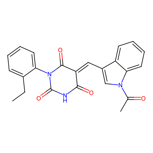 (5E)-5-[(1-acetylindol-3-yl)methylidene]-1-(2-ethylphenyl)-1,3-diazinane-2,4,6-trione structure