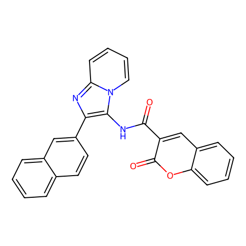 N-(2-(naphthalen-2-yl)imidazo[1,2-a]pyridin-3-yl)-2-oxo-2H-chromene-3-carboxamide structure