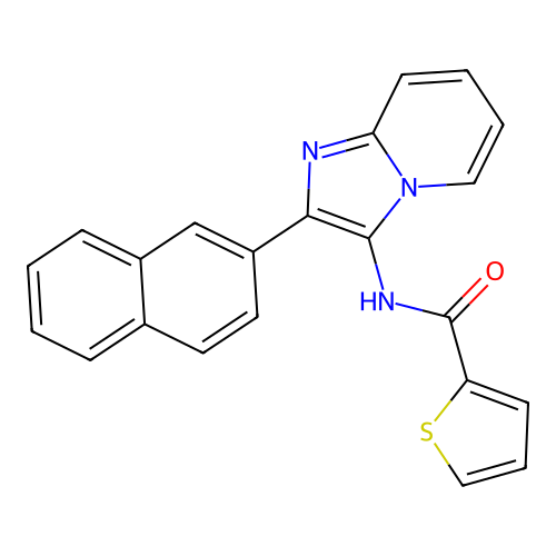 N-(2-(naphthalen-2-yl)imidazo[1,2-a]pyridin-3-yl)thiophene-2-carboxamide structure