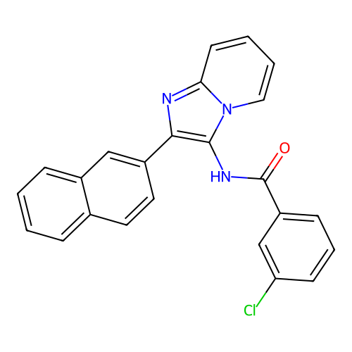 3-chloro-N-(2-(naphthalen-2-yl)imidazo[1,2-a]pyridin-3-yl)benzamide structure