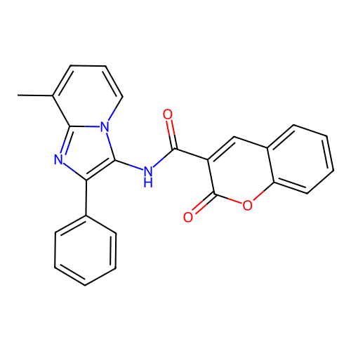 N-(8-methyl-2-phenylimidazo[1,2-a]pyridin-3-yl)-2-oxo-2H-chromene-3-carboxamide structure