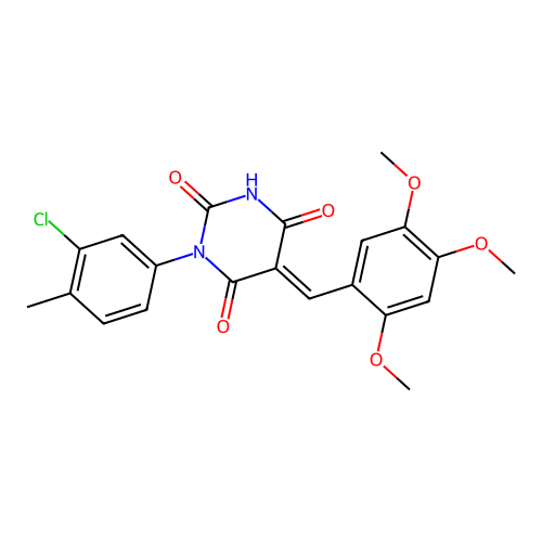 (5E)-1-(3-chloro-4-methylphenyl)-5-[(2,4,5-trimethoxyphenyl)methylidene]-1,3-diazinane-2,4,6-trione structure