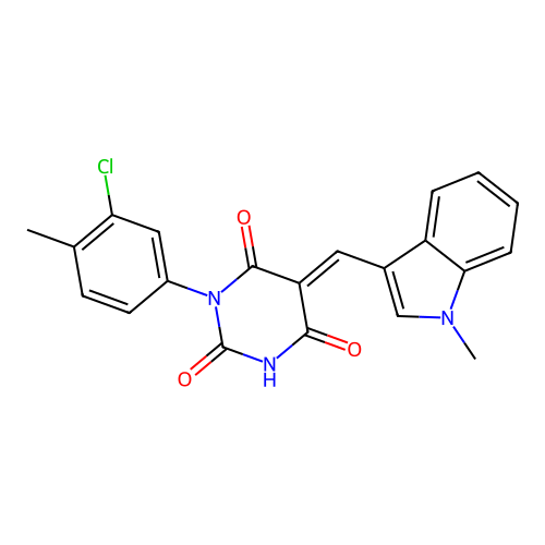 (E)-1-(3-chloro-4-methylphenyl)-5-((1-methyl-1H-indol-3-yl)methylene)pyrimidine-2,4,6(1H,3H,5H)-trione structure
