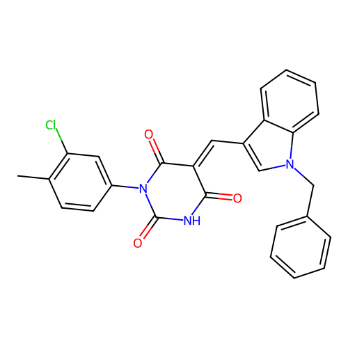 (5E)-5-[(1-benzyl-1H-indol-3-yl)methylidene]-3-(3-chloro-4-methylphenyl)-6-hydroxypyrimidine-2,4(3H,5H)-dione structure