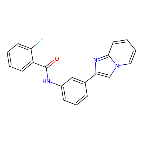 2-fluoro-N-(3-imidazo[1,2-a]pyridin-2-ylphenyl)benzamide structure