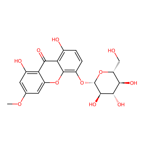 9H-Xanthen-9-one, 1,8-dihydroxy-5-(beta-D-glucopyranosyloxy)-3-methoxy- structure