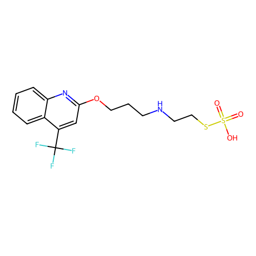 S-2-((3-(4-Trifluoromethyl-2-quinolyloxy)propyl)amino)ethyl hydrogen thiosulfate structure