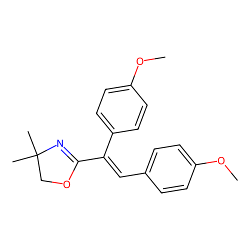Oxazole, 4,5-dihydro-2-(1,2-bis(4-methoxyphenyl)ethenyl)-4,4-dimethyl- structure