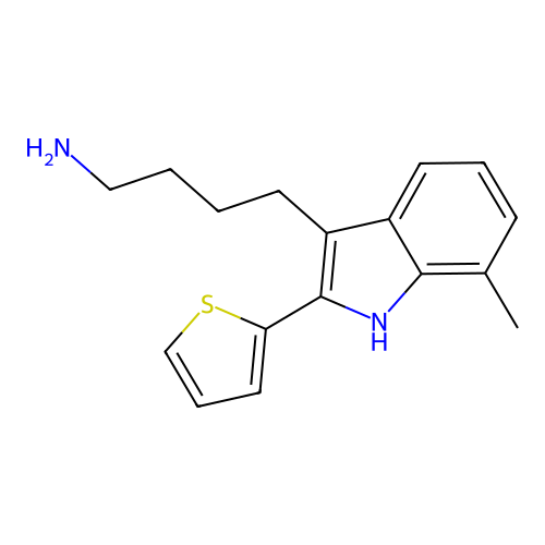 4-(7-methyl-2-thiophen-2-yl-1H-indol-3-yl)butan-1-amine structure