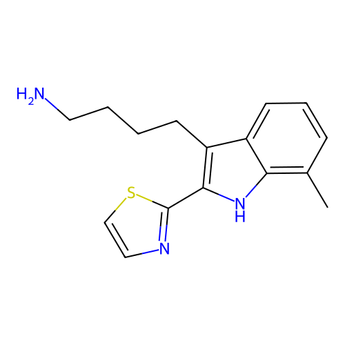4-[7-methyl-2-(1,3-thiazol-2-yl)-1H-indol-3-yl]butan-1-amine structure