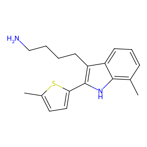 4-[7-methyl-2-(5-methylthiophen-2-yl)-1H-indol-3-yl]butan-1-amine structure