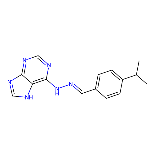 (E)-6-(2-(4-isopropylbenzylidene)hydrazinyl)-9H-purine structure
