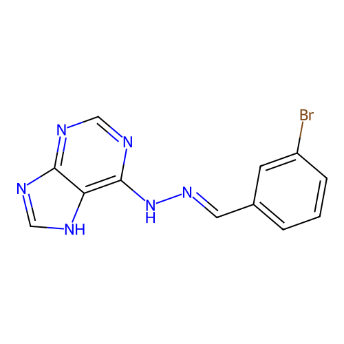 (E)-6-(2-(3-bromobenzylidene)hydrazinyl)-9H-purine structure